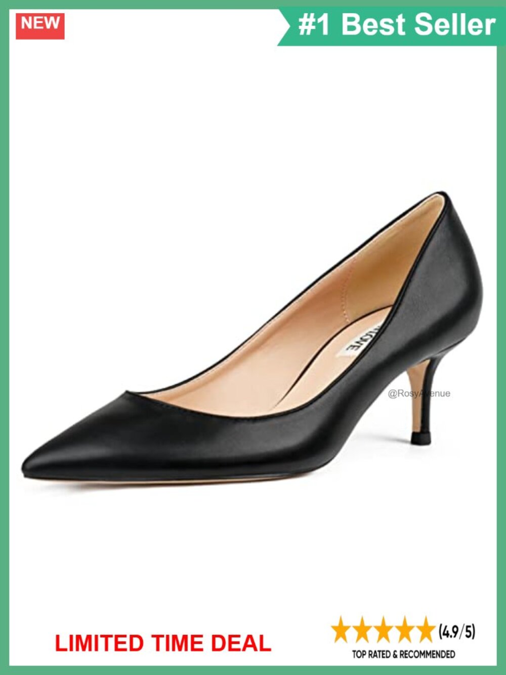 JOY IN LOVE Women's Pointed Toe Kitten Heel Pumps